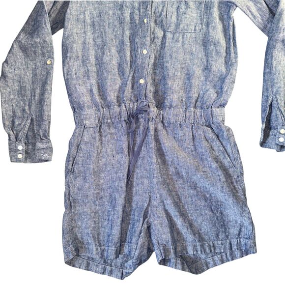 EUC Cynthia Rowley Women's V-Neck Roll Tab Linen Romper Size S - Picture 4 of 6